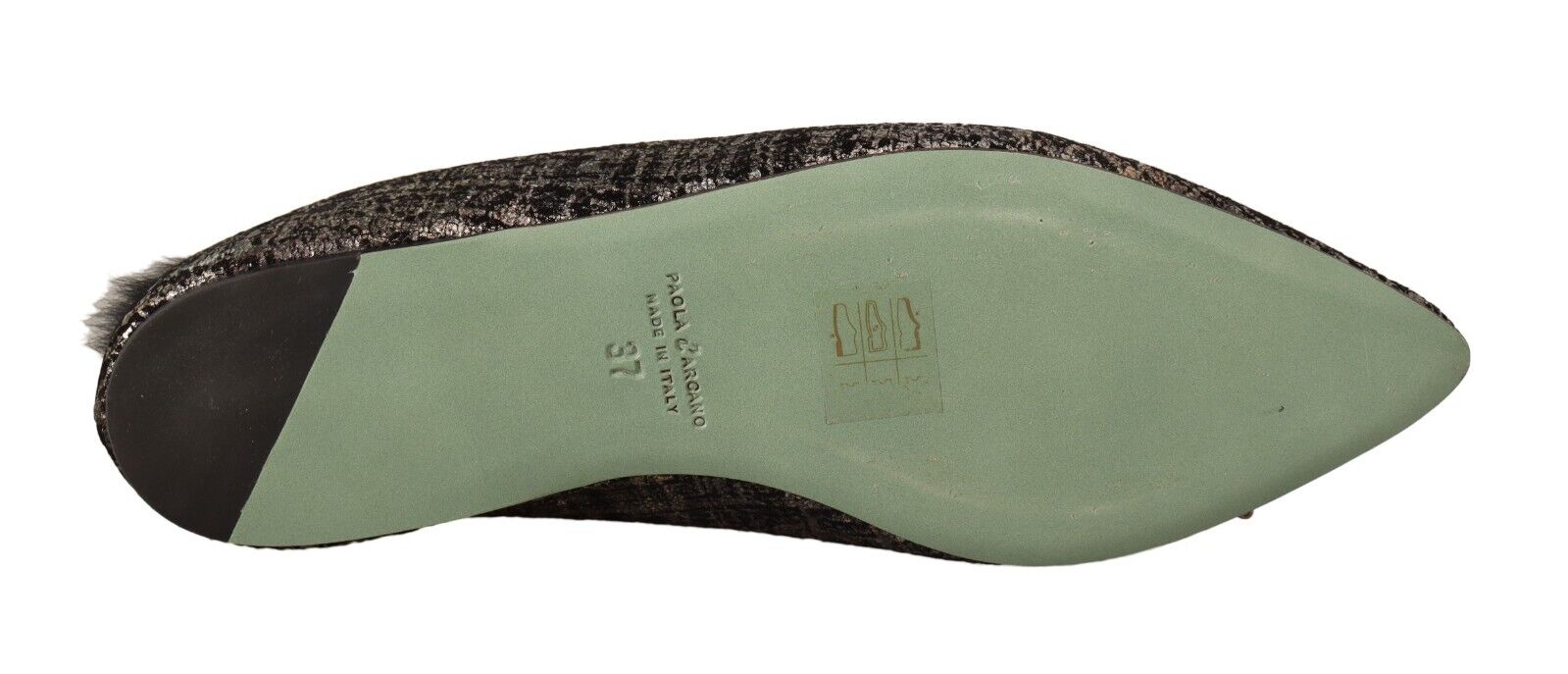 Paola D'Arcano Gold Jacquard Leather Embellished Slip On Shoes - Fizigo