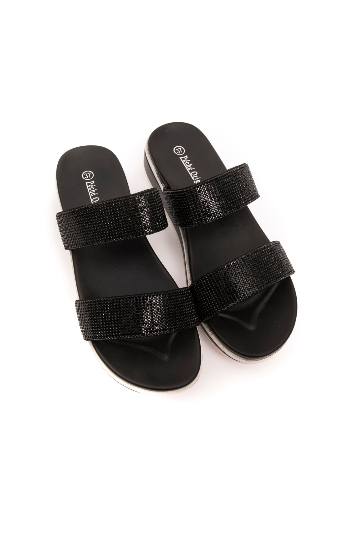 Péché Originel Black Polyurethane Sandal - Fizigo