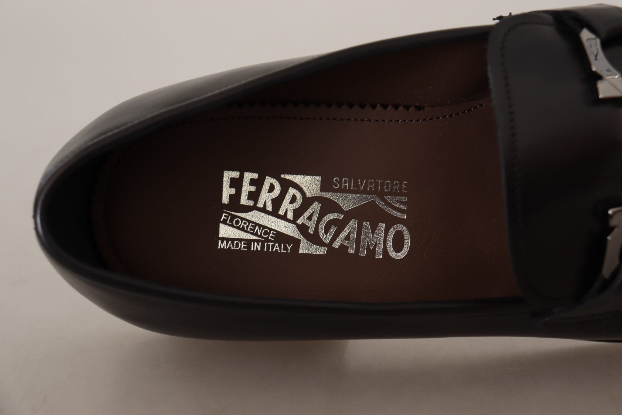 Salvatore Ferragamo Black Calf Leather Moccasin Formal Shoes - Fizigo